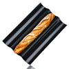 Baguetteblech mit Antihaftbeschichtung 38x24x2,5 cm perforiert - Antihaft-Backform Backblech Blech Backform mit Mulden für 3 Baguette Brot Brötchen - Baguettebackblech aus Karbonstahl