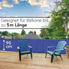 Sichtschutz Sichtblende für Balkon Geländer Zaun ca. 90x500 cm - Balkonverkleidung blickdicht atmungsaktiv – Balkonumspannung PVC UV-Schutz HDPE Geflecht 24 Alu Ösen (Blau)